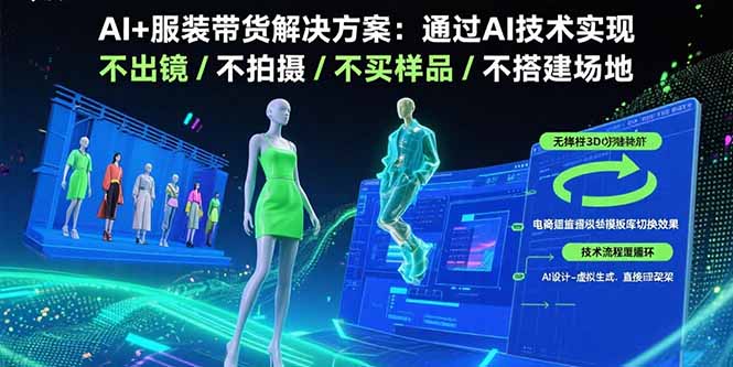 AI+服装带货解决方案：通过AI技术实现 不出镜/不拍摄/不买样品/不搭建场地-巴叔叔资源网