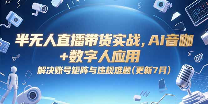 半无人直播带货实战，AI音咖+数字人应用 解决账号矩阵与违规难题(更新7月-巴叔叔资源网