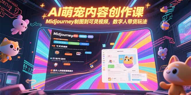 AI萌宠内容创作课，Midjourney制图到可灵视频，数字人带货玩法-巴叔叔资源网