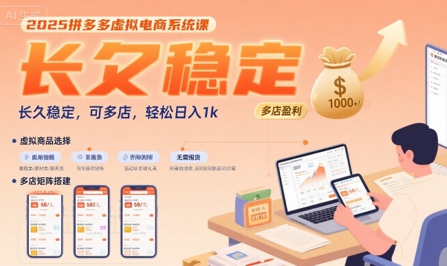 2025拼多多虚拟电商系统课，长久稳定，可多店，轻松日入1k-巴叔叔资源网