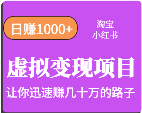 淘宝OR小红书虚拟变现，日赚1000+，多账号操作年收入几十W不等-巴叔叔资源网