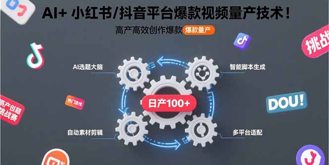 AI+小红书/抖音平台爆款视频量产技术：高产高效创作爆款视频！-巴叔叔资源网