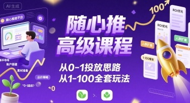 随心推高级课程，从0-1投放思路，也有从1-100的全套玩法-巴叔叔资源网