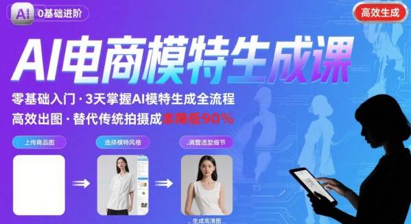 AI模特进阶课程，0基础高效生成逼真电商模特图-巴叔叔资源网