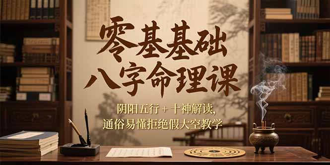 零基础八字命理课，阴阳五行+十神解读，通俗易懂拒绝假大空教学-巴叔叔资源网