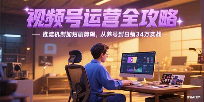 2025视频号运营全攻略，推流机制加短剧剪辑，从养号到日销34万实战-巴叔叔资源网