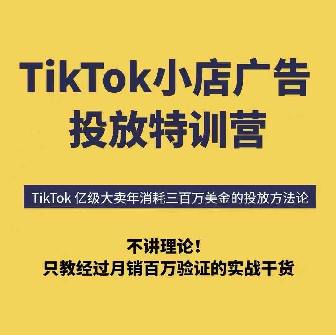 TikTok小店广告投放特训营，6天破局计划专治各种“投不动”，教你经过月销百万验证的实战干货-巴叔叔资源网