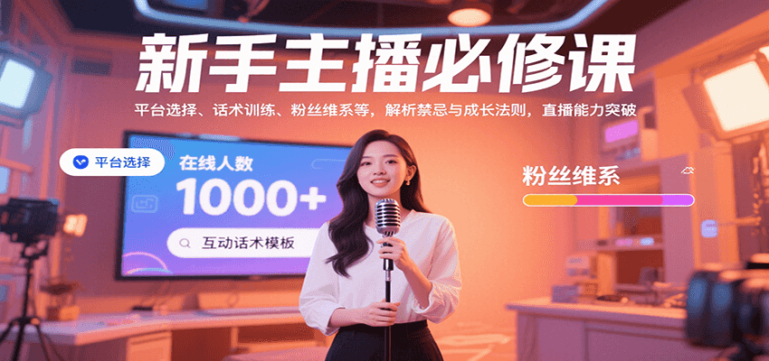 新手主播必修课：平台选择、话术训练、粉丝维系等，解析禁忌与成长法则，突破直播能力-巴叔叔资源网
