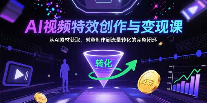 AI视频特效创作与变现课：从AI素材获取、创意制作到流量转化的完整闭环-巴叔叔资源网