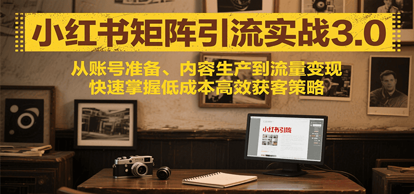 小红书矩阵引流3.0，从账号准备、内容生产到流量变现，快速掌握低成本高效获客策略-巴叔叔资源网
