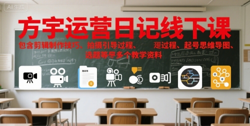 方宇运营日记线下课，包含剪辑制作技巧、拍摄引导过程、起号思维导图、选题等多个教学资料-巴叔叔资源网