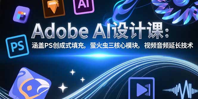 Adobe AI设计课：涵盖PS创成式填充，萤火虫三核心模块，视频音频延长技术-巴叔叔资源网