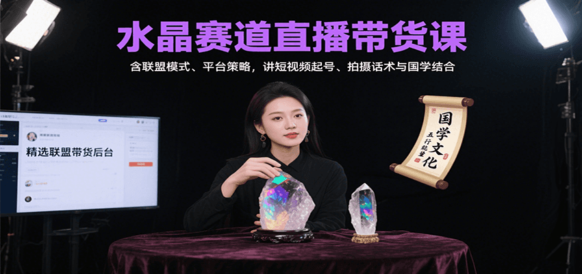 水晶赛道直播带货课：含联盟模式、平台策略，讲短视频起号、拍摄话术与国学结合-巴叔叔资源网