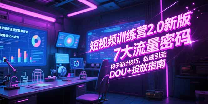 短视频训练营2.0新版，7大流量密码/钩子设计技巧/私域引流/DOU+投放指南-巴叔叔资源网