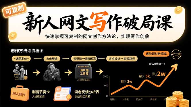 新人网文写作破局课：快速掌握可复制的网文创作方法论，实现写作创收-巴叔叔资源网