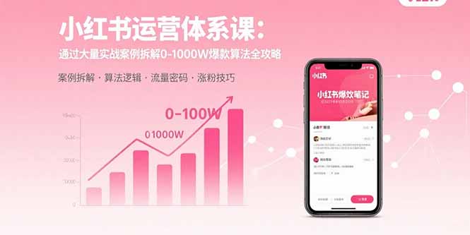 小红书运营体系课：通过大量实战案例拆解0-1000W爆款算法全攻略-巴叔叔资源网