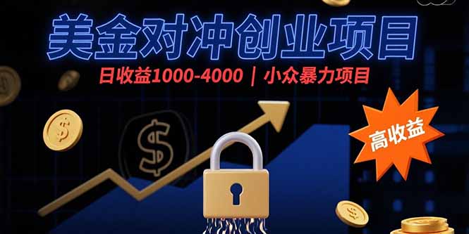 美金对冲创业项目，日收益1000-4000，小众暴力项目-巴叔叔资源网