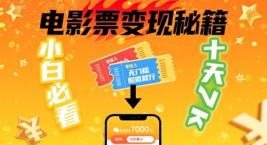 小白必看！卖电影票项目，零投入无门槛谁都能做，十天到手 7k，照做就行【揭秘】-巴叔叔资源网