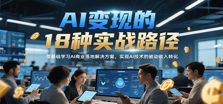 AI变现的18种实战路径，零基础学习AI商业落地解决方案，实现AI技术的被动收入转化-巴叔叔资源网