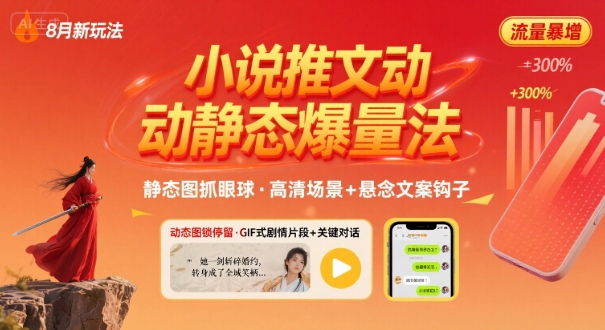8月小说推文全新玩法，动静态图片+搭配小说文案爆量玩法-巴叔叔资源网