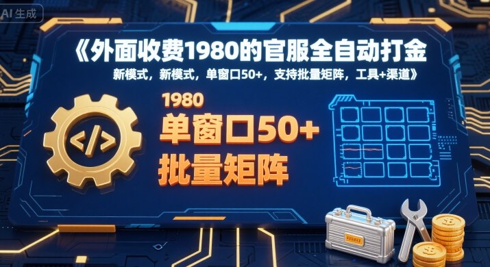 外面收费1980的官服全自动打金，新模式，单窗口50+，支持批量矩阵，工具+渠道【揭秘】-巴叔叔资源网