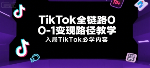TikTok全链路0-1变现路径教学，入局TikTok必学内容-巴叔叔资源网