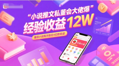 小说推文私董会大佬爆单经验分享收益12W，番茄小说每天稳定4位数收益-巴叔叔资源网