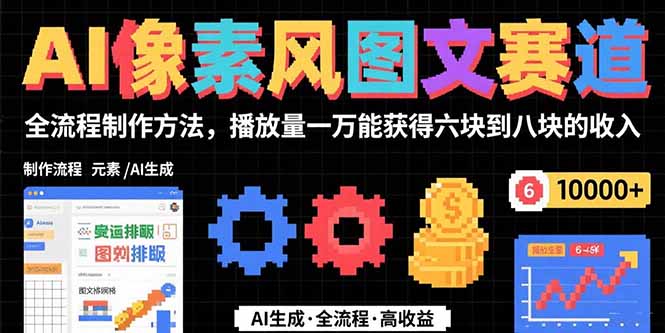 AI像素风图文赛道：全流程制作方法，播放量一万能获得6块到8块的收入-巴叔叔资源网