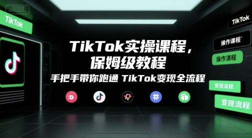 TikTok实操课程，保姆级教程，手把手带你跑通TikTok变现全流程-巴叔叔资源网