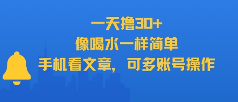 一天撸30+，像喝水一样简单，手机看文章，可多账号操作-巴叔叔资源网