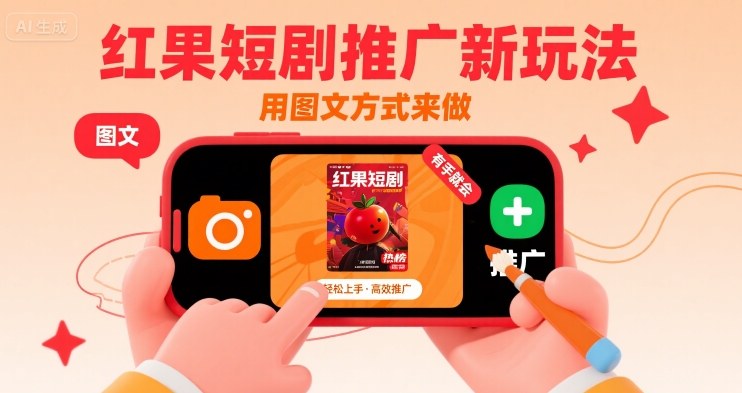 红果短剧推广新玩法，用图文方式来做，有手就会-巴叔叔资源网