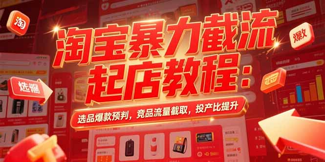 淘宝暴力截流起店教程：选品爆款预判，竞品流量截取，投产比提升-巴叔叔资源网