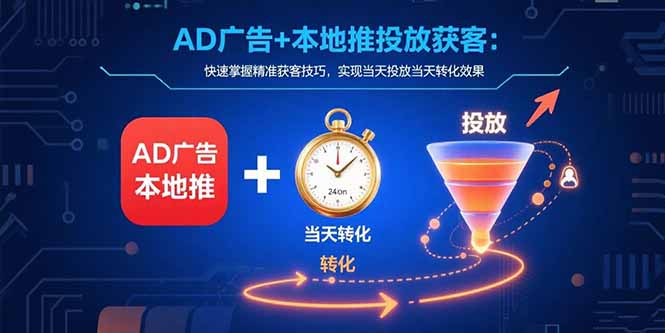 AD广告+本地推投放获客：快速掌握精准获客技巧，实现当天投放当天转化效果-巴叔叔资源网