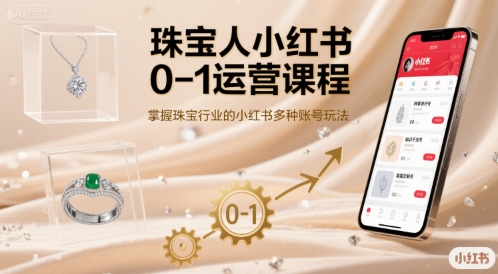 珠宝人小红书0-1运营课程，掌握珠宝行业的小红书多种账号玩法-巴叔叔资源网