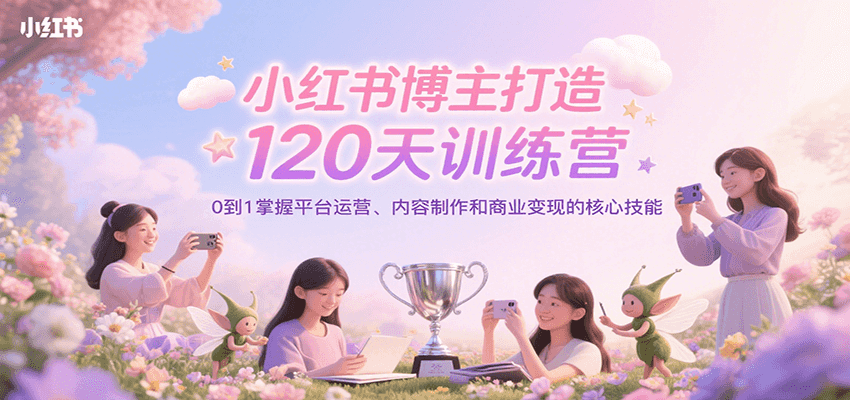 小红书博主打造120天训练营，0到1掌握平台运营、内容制作和商业变现-巴叔叔资源网