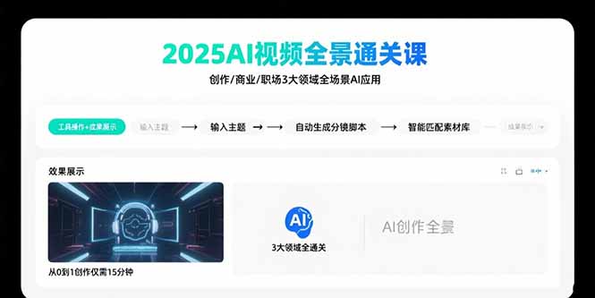 2025AI视频全景通关课：涵盖创作/商业/职场3大领域  掌握AI全场景应用-巴叔叔资源网