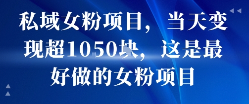 私域女粉项目，当天变现超1k，这是最好做的女粉项目，可放大操作-巴叔叔资源网