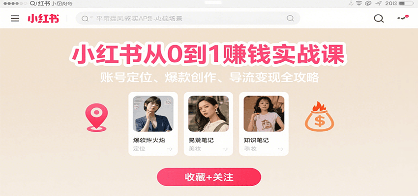小红书从0到1赚钱实战课：账号定位、 爆款创作 、导流变现全攻略-巴叔叔资源网