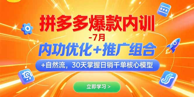 拼多多爆款内训-7月 内功优化+推广组合+自然流 30天掌握日销千单核心模型-巴叔叔资源网