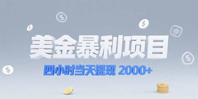 美金暴利项目，四小时当天提现 2000+机会留给会选赛道的人-巴叔叔资源网