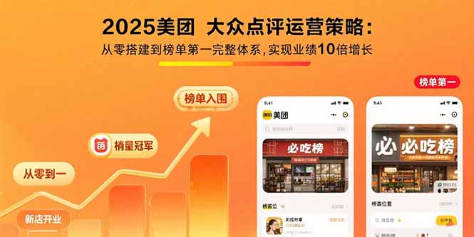 2025美团 大众点评运营策略:从零搭建到榜单第一完整体系,实现业绩10倍增长-巴叔叔资源网