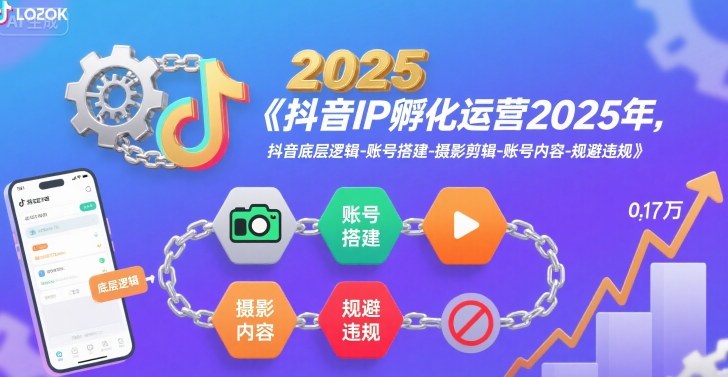 抖音IP孵化运营2025年，抖音底层逻辑-账号搭建-摄影剪辑-账号内容-规避违规-巴叔叔资源网