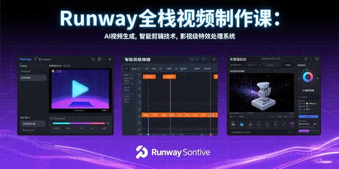 Runway全栈视频制作课：AI视频生成，智能剪辑技术，影视级特效处理系统-巴叔叔资源网