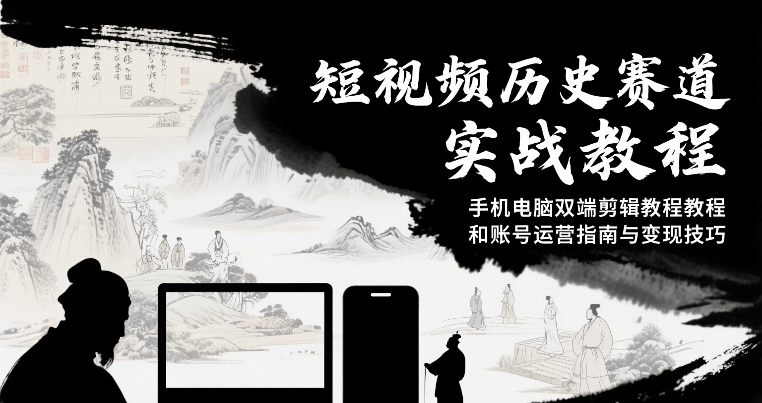 短视频历史赛道实战教程，手机电脑双端剪辑教程和账号运营指南与变现技巧-巴叔叔资源网
