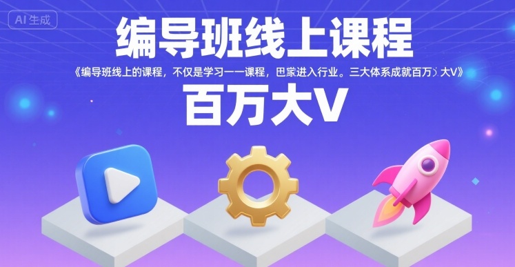 编导班线上课程，不仅是学习一门课程，更是进入一个行业，三大体系成就百万大V-巴叔叔资源网