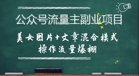 公众号流量主副业项目，美女图片+文章混合模式操作流量爆棚-巴叔叔资源网