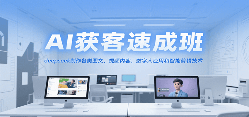 AI获客速成班，deepseek制作各类图文、视频内容，数字人应用和智能剪辑技术-巴叔叔资源网