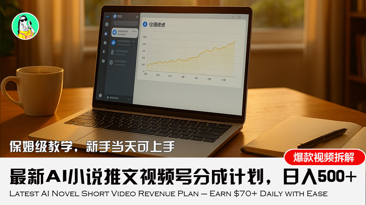 最新AI小说推文视频号分成计划，新手小白也能当天日入500+教程-巴叔叔资源网