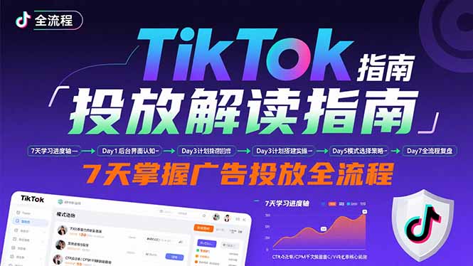 TikTok投放解读指南：后台操作/计划建立/模式选择，7天掌握广告投放全流程-巴叔叔资源网