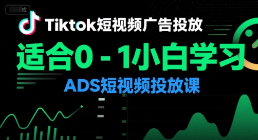 Tiktok短视频广告投放，适合0-1小白学习ADS短视频投放课-巴叔叔资源网